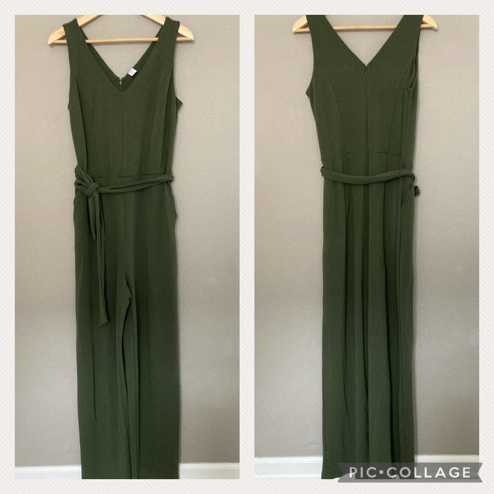 Old Navy V Neck Sheath Jumpsuit - Olive Green - Small Tall
